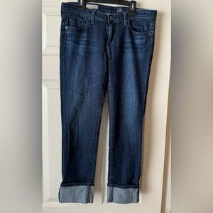 AG Adriano Goldschmied Stevie Cuff Dark Denim Slim Straight Jeana - size 28